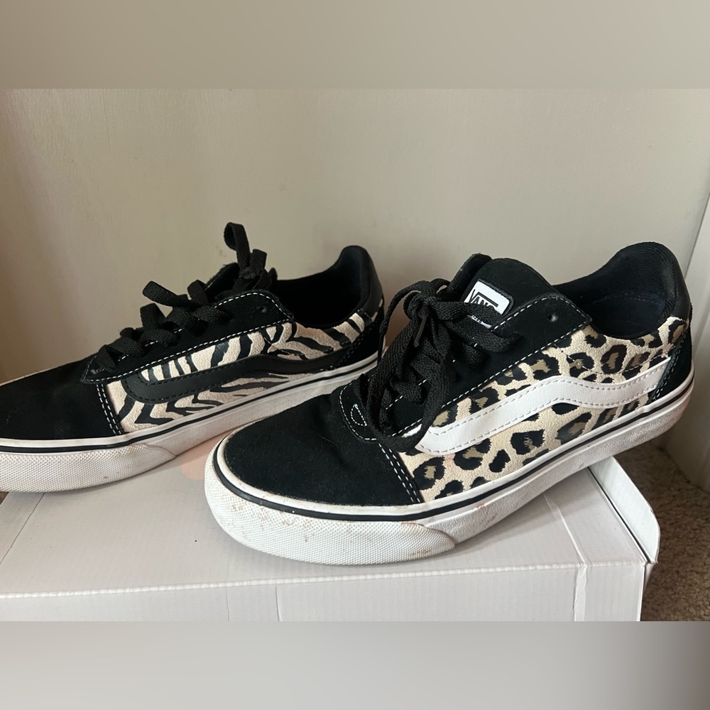 Vans half zebra half leopard print shoes